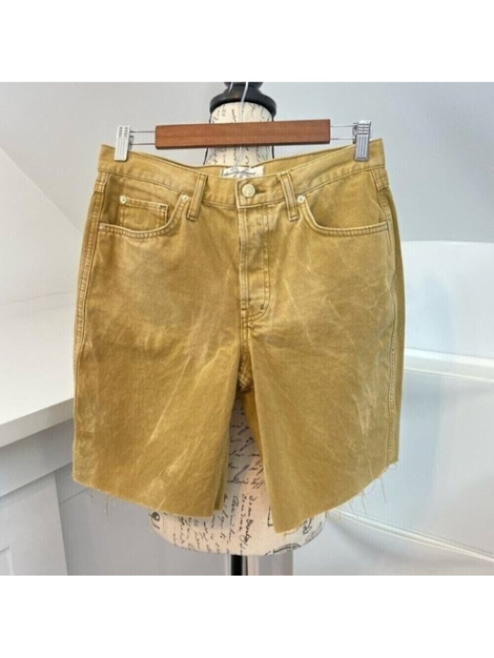 We the Free Raw Hem Brown/Yellow Bermuda Shorts Free People